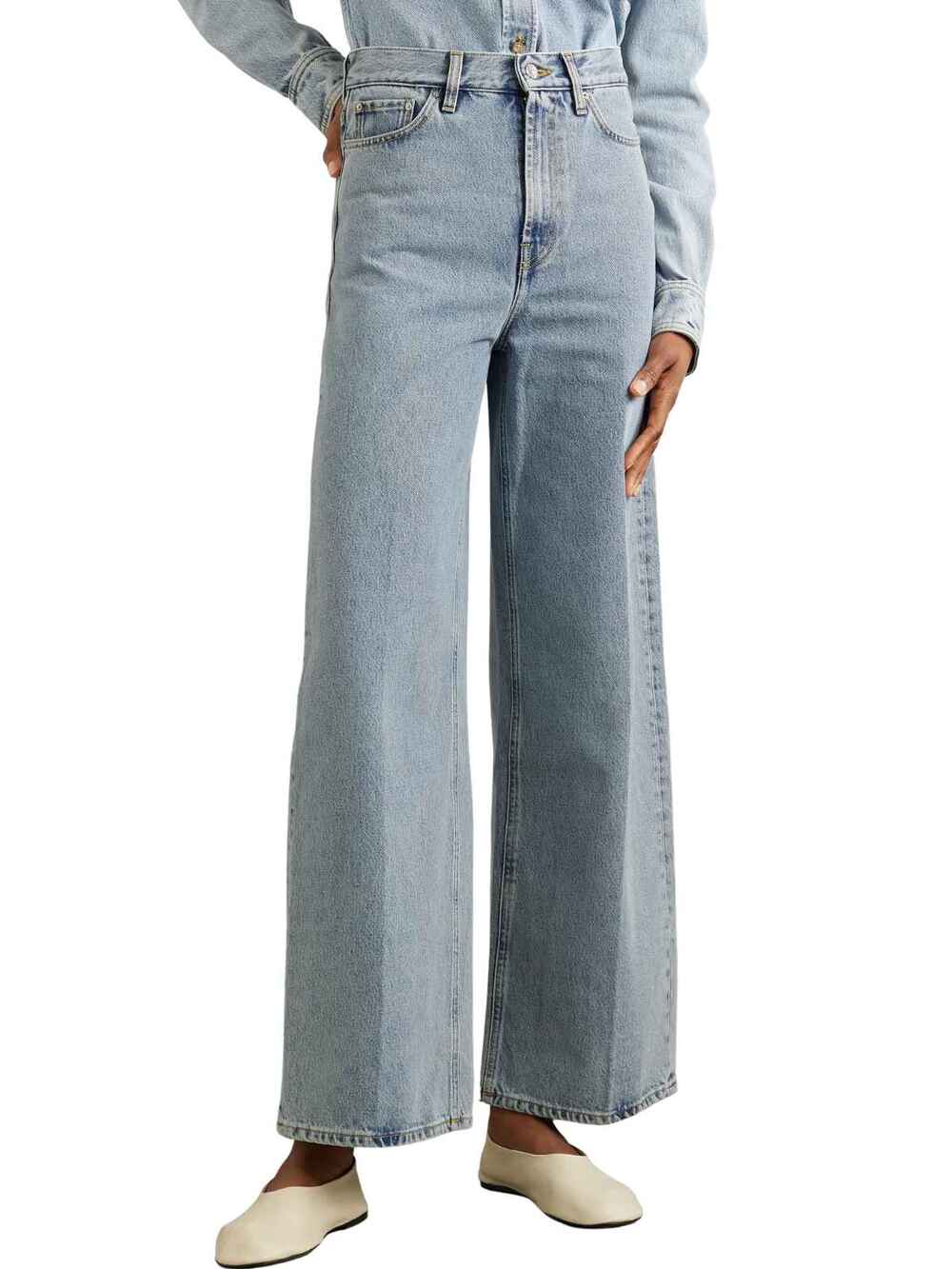 TOTEME Flair Denim High Waist Wide Leg Jeans Light Blue Wash Women's Size 27/30